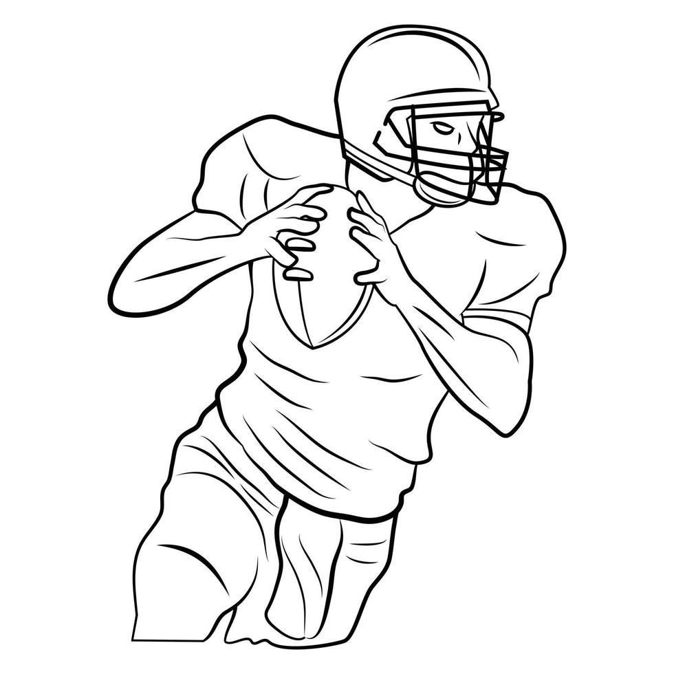 American Football Player Black and White vector