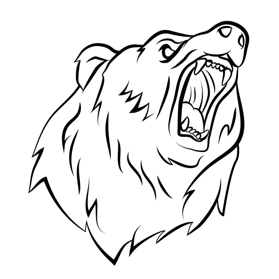Angry Bear Black and White vector