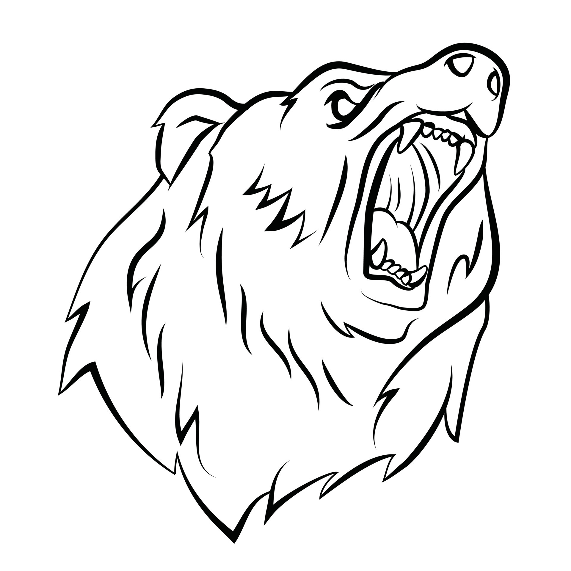 Angry Bear Black and White 15547753 Vector Art at Vecteezy