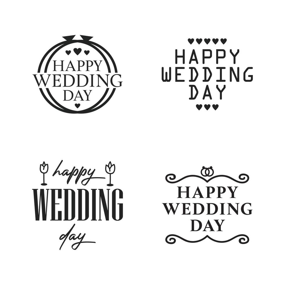 feliz día de la boda insignias y vector de colección de logotipos