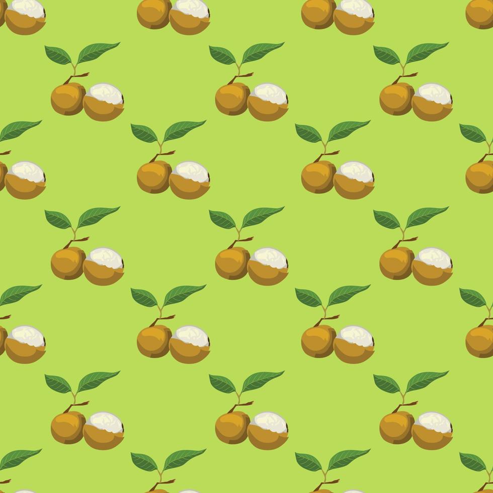 patrón vectorial sin costuras de frutas de mangostán. diseño para uso de fondo, textil, tela, papel de envolver y otros aislados sobre fondo verde. vector