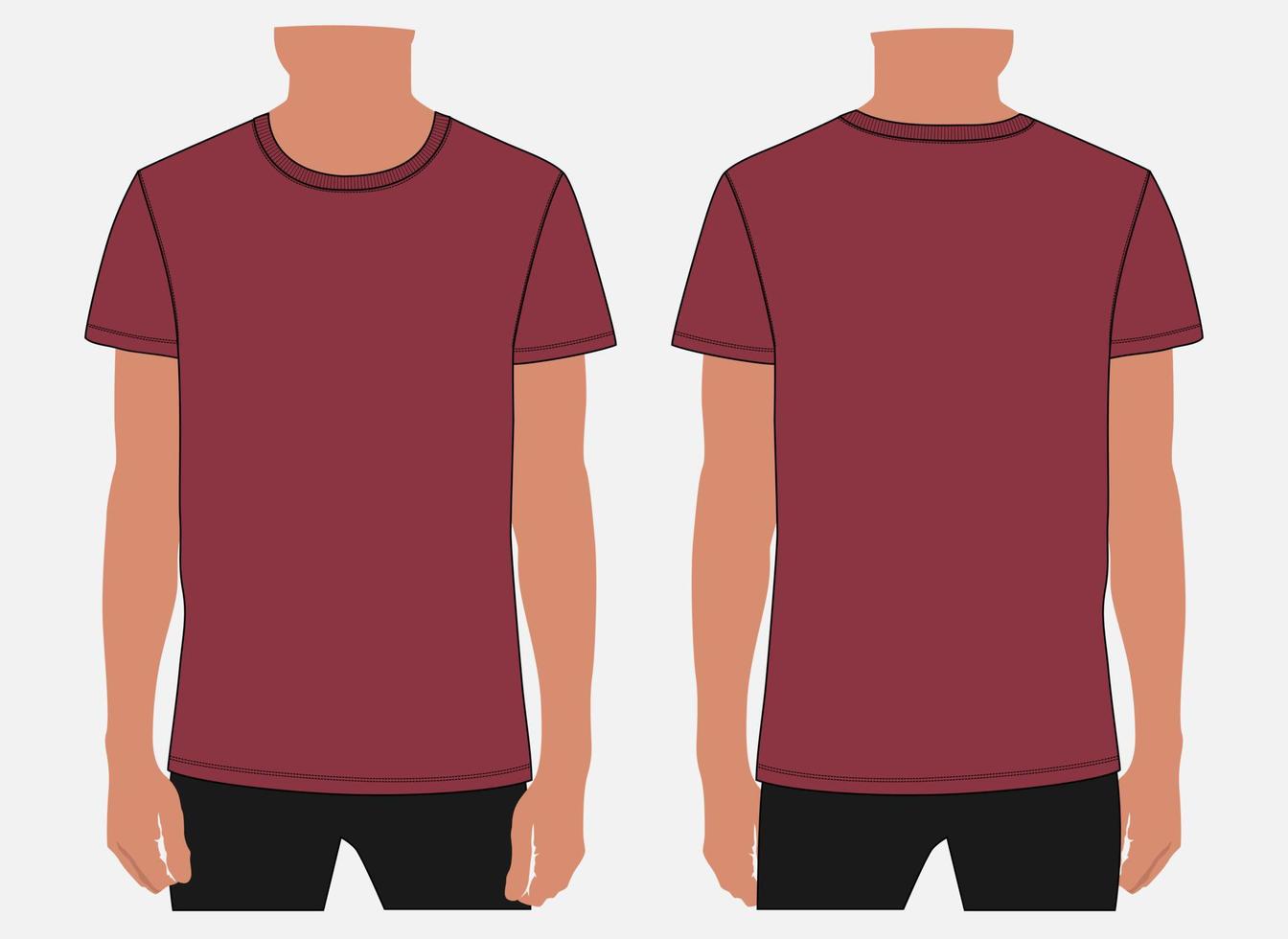 plantilla de maqueta de ilustración vectorial de camiseta de manga corta para hombres y niños. vector