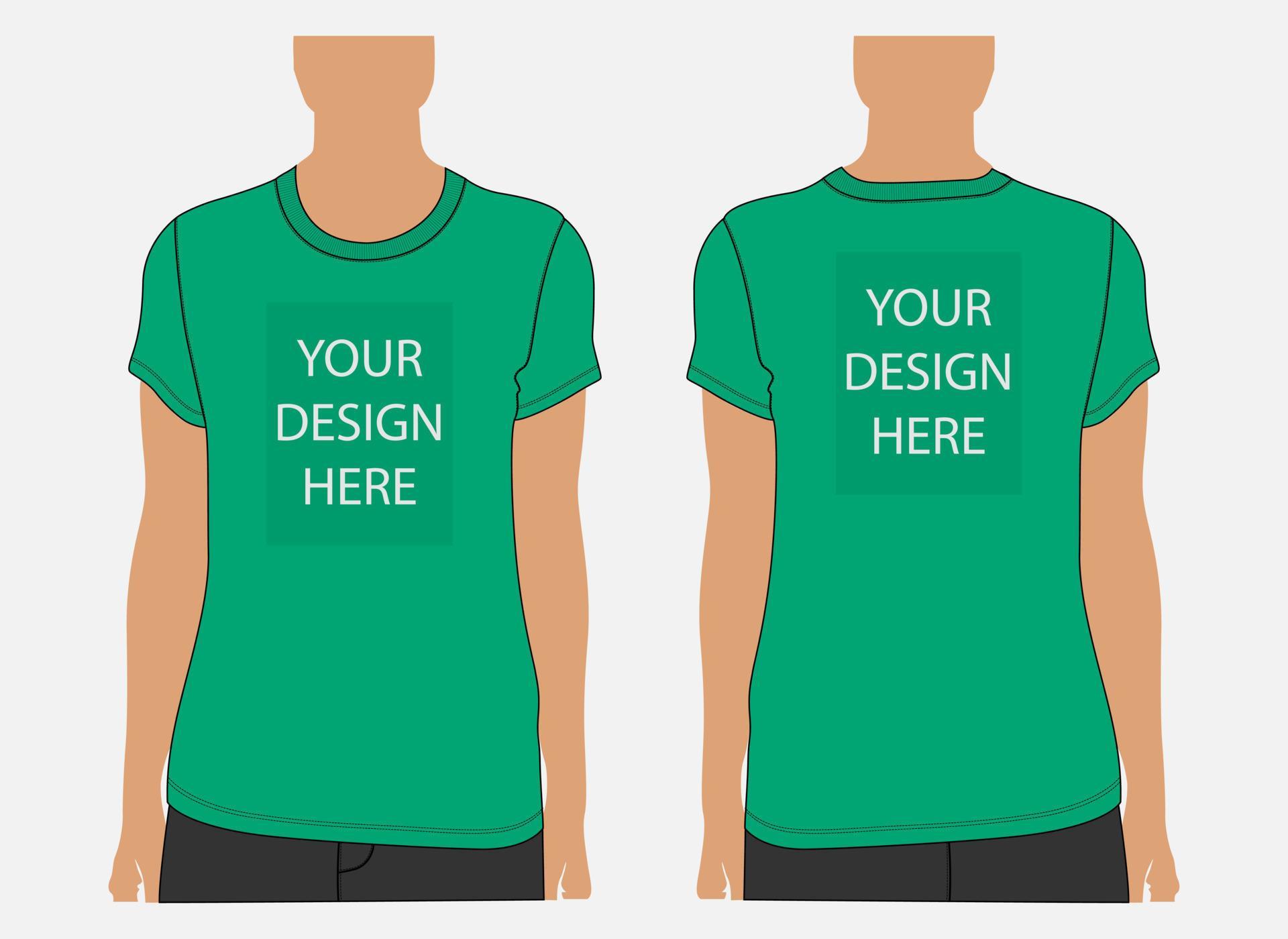 Short sleeve t shirt vector illustration mock up template for ladies