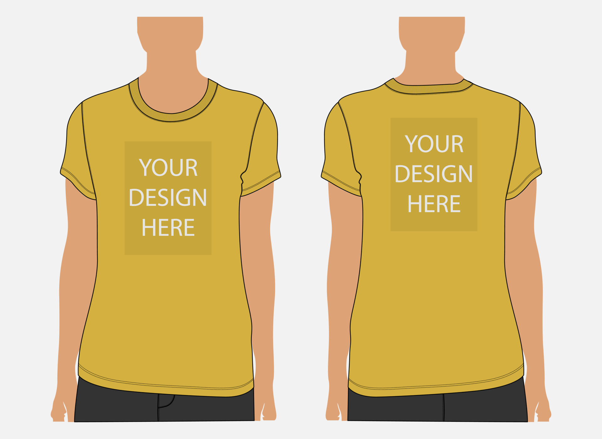 Short sleeve t shirt vector illustration mock up template for ladies