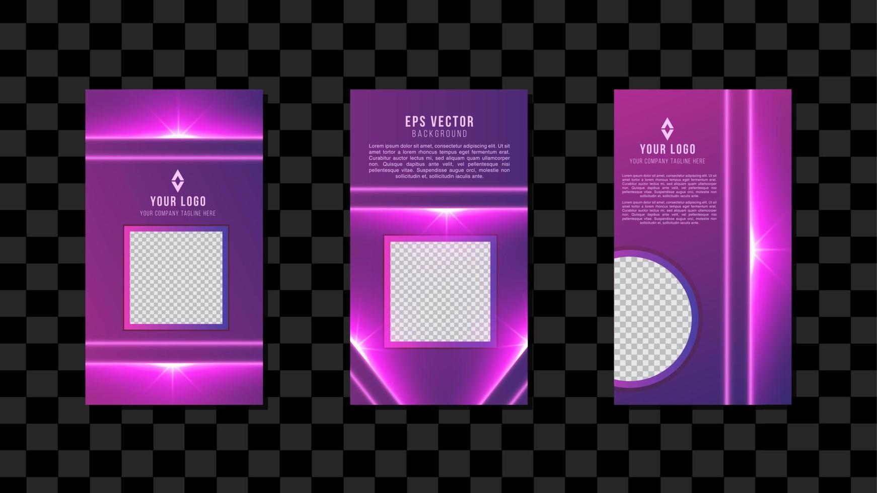 Purple Lights Effect Vertical Social Media Template Design Abstract Background EPS 10 Vector