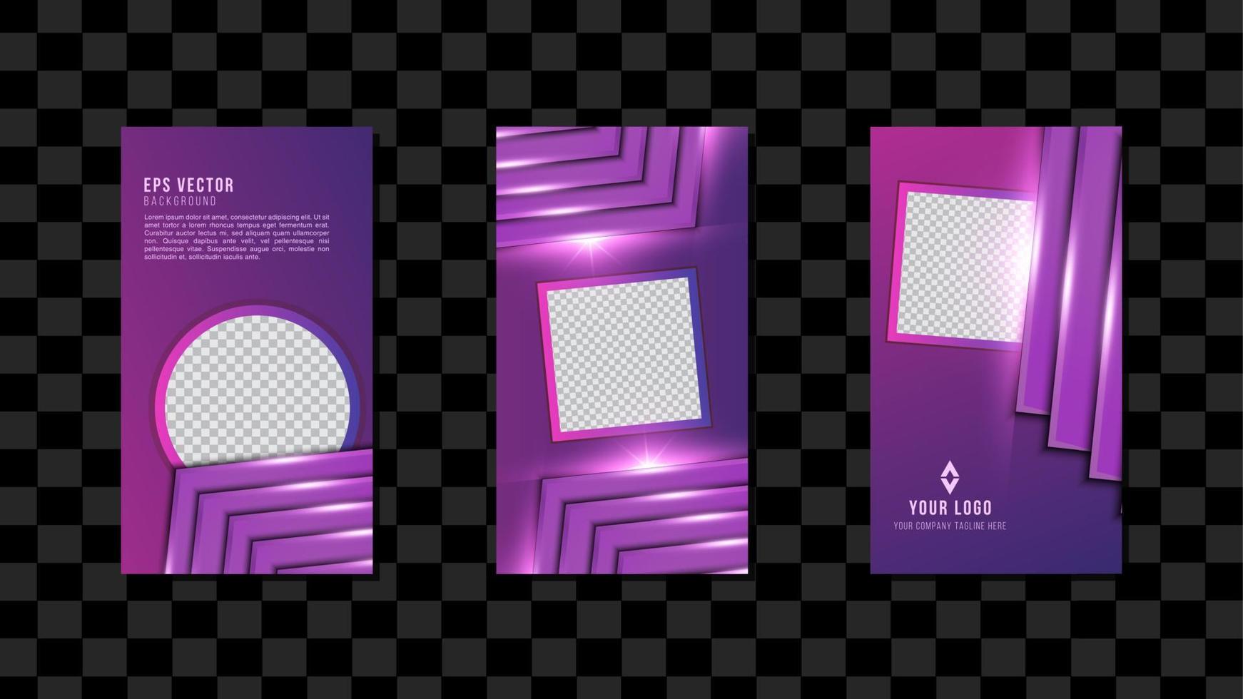 Purple Lights Effect Vertical Social Media Template Design Abstract Background EPS 10 Vector