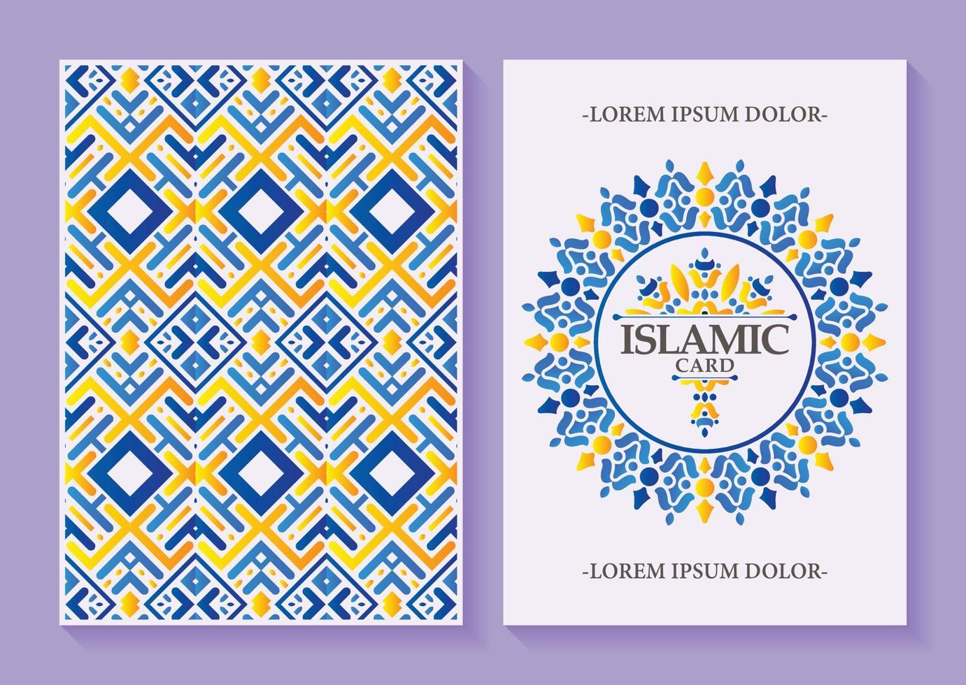 Elegant border pattern islamic greeting card vector