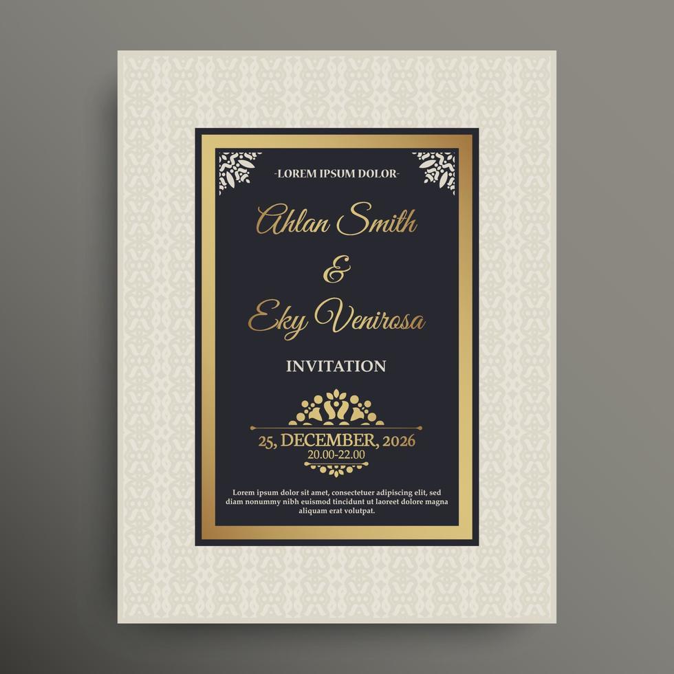 diseño de plantilla de tarjeta de invitación de boda elegante vector