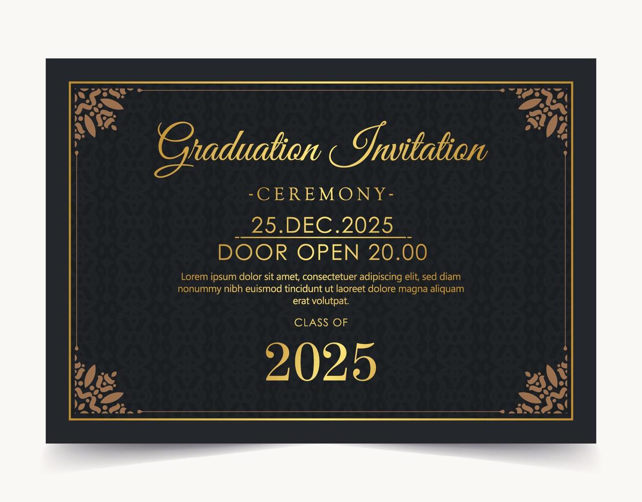 Elegant dark graduation invitation template vector