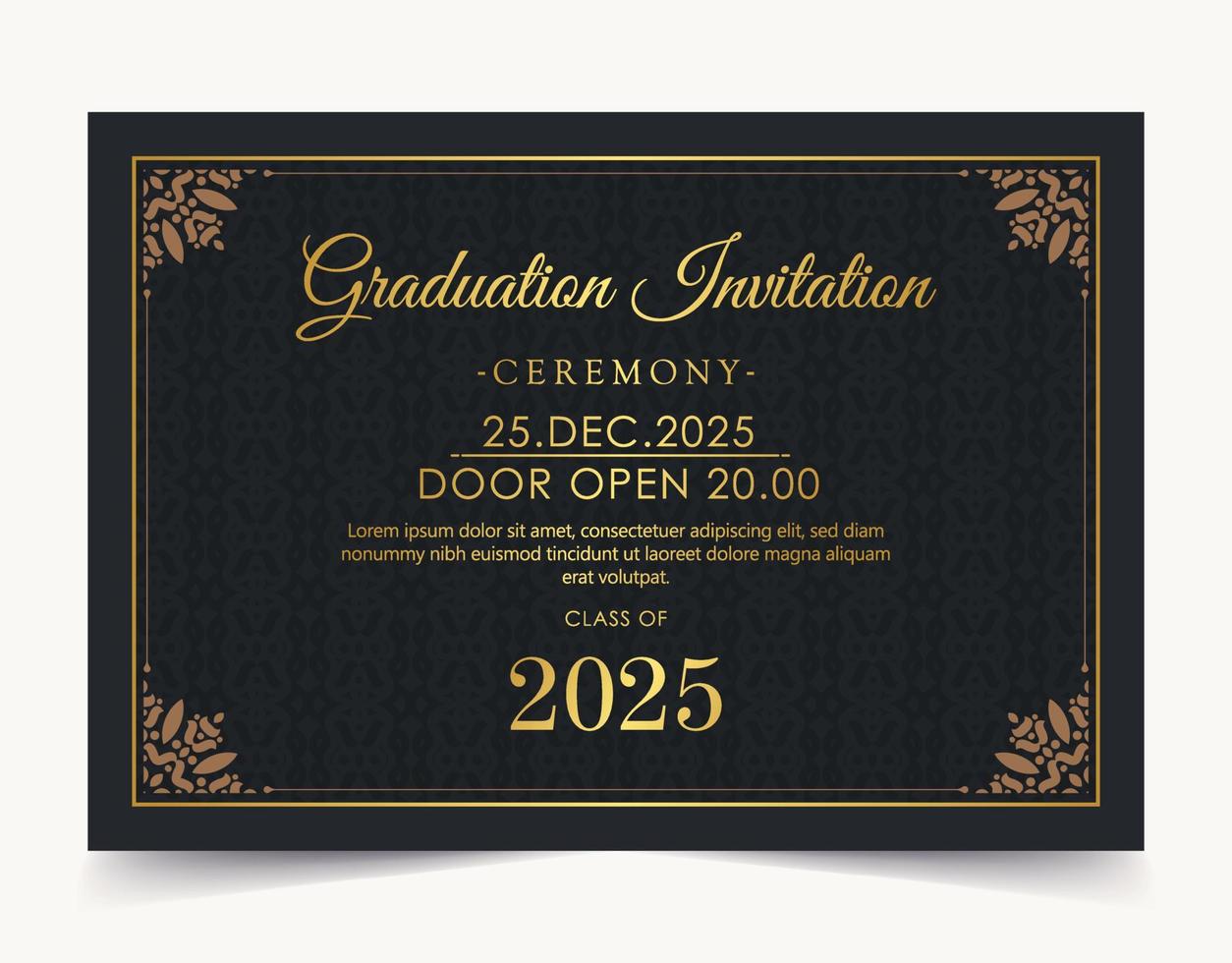 elegante plantilla de invitación de graduación oscura vector