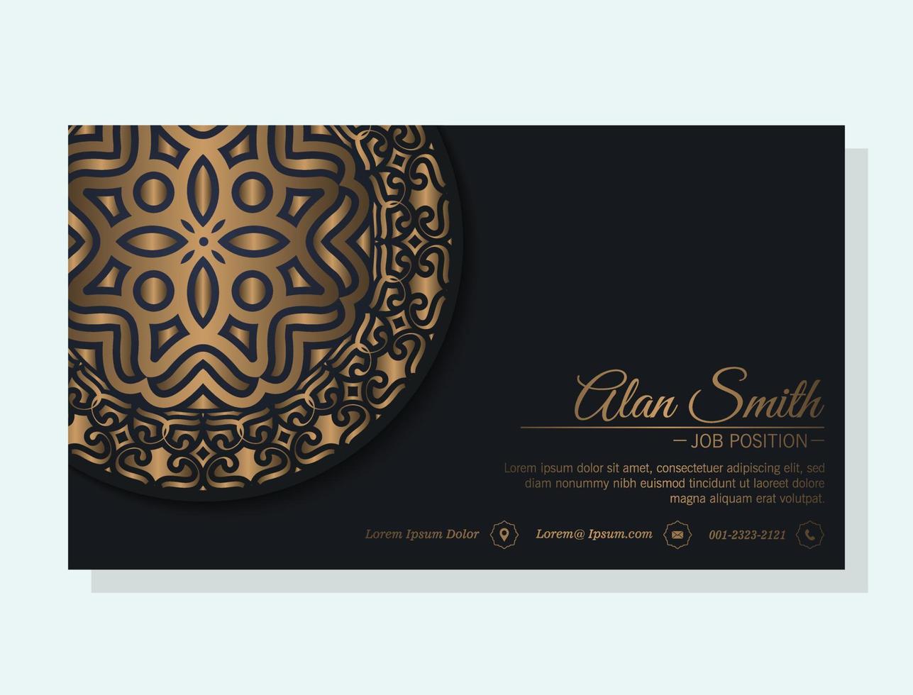 Luxury business card and vintage ornament logo vector template. Retro elegant flourishes ornamental frame design and pattern background.