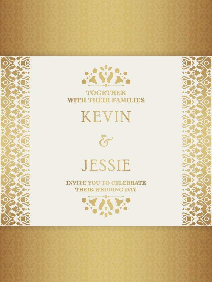 Gold invitation background style ornamental pattern vector