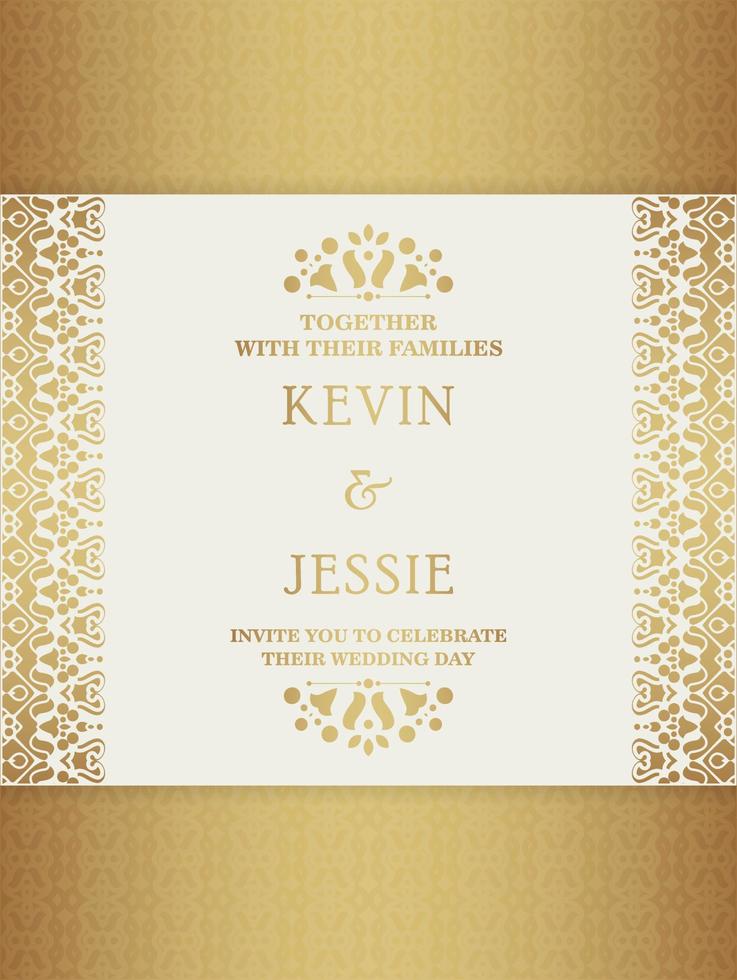 Gold invitation background style ornamental pattern vector