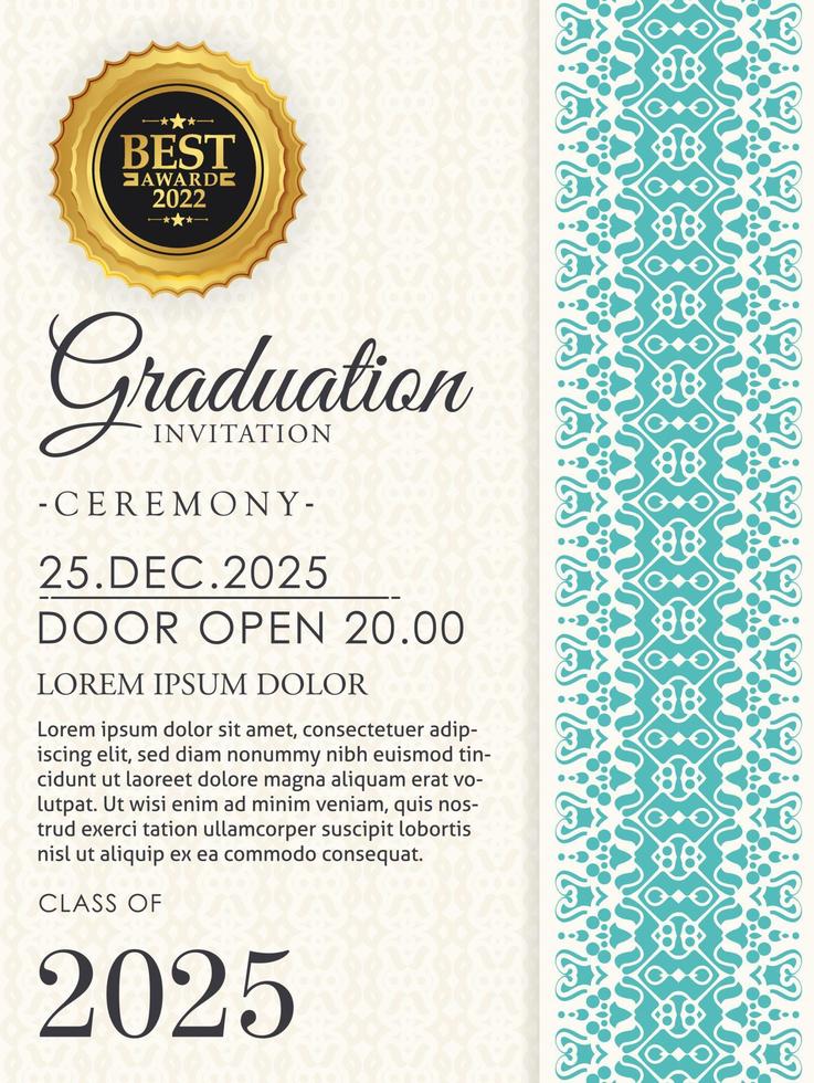 graduation invitation with ornament template vector