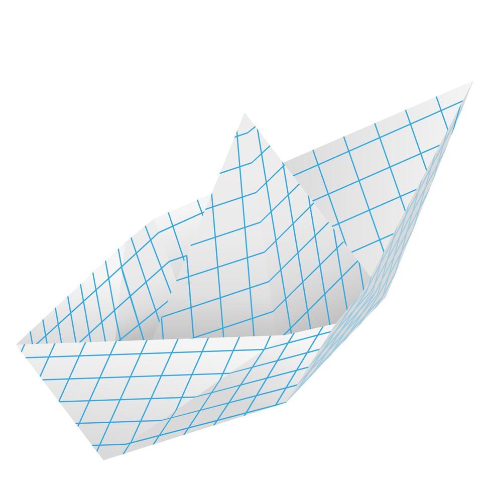 barco de papel a cuadros en vista isométrica. vector