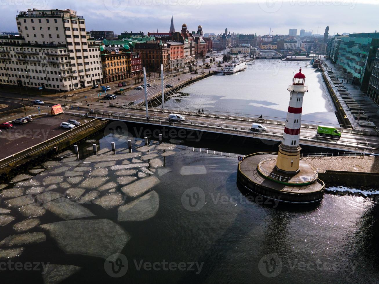 Malmo Lighthouse in Winter in Skane, Sweden photo