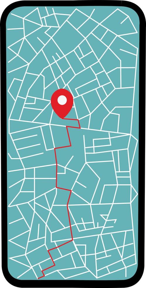 Navigation map on the phone. Destination point. map of the area, city. Path. Delivery, direction. Get directions vector