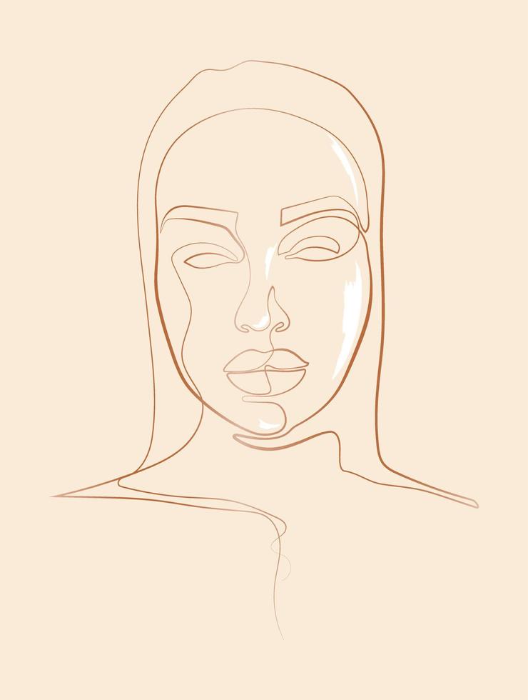 dibujo de línea continua de cara de mujer. retrato de mujer mínimo abstracto. vector