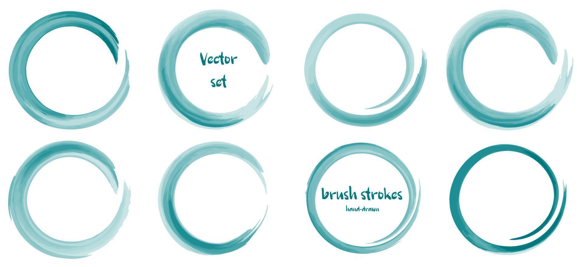 Set of vector round brush strokes in a watercolor style.