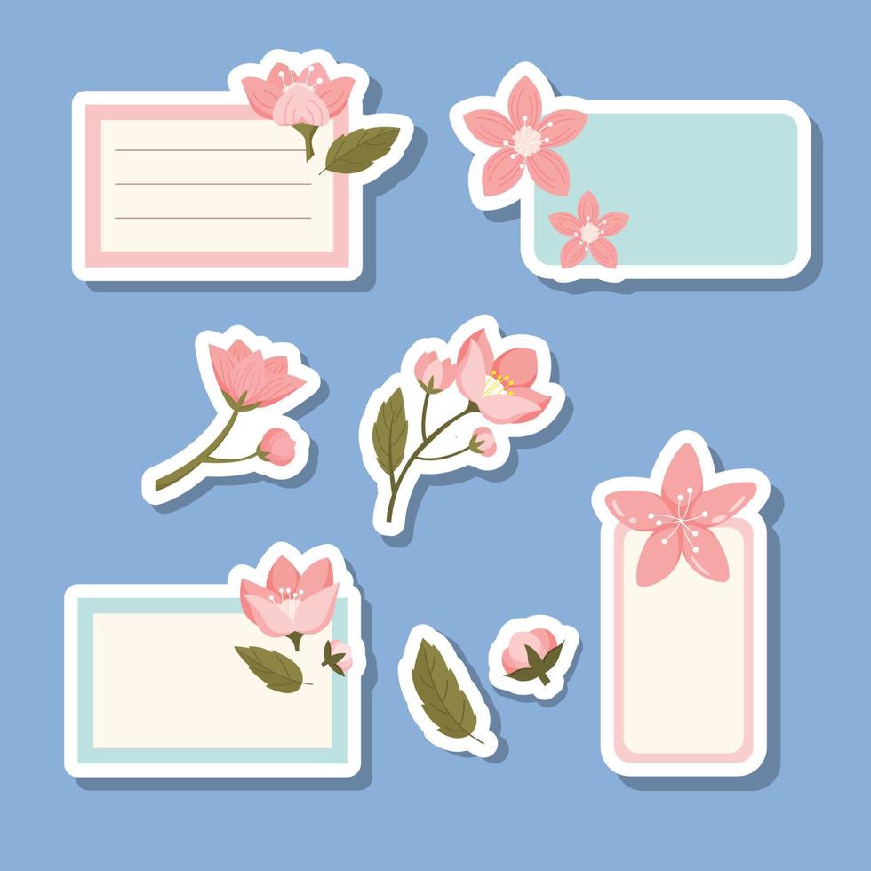 Hand Drawn Sakura Peach Blossom Journal Sticker vector