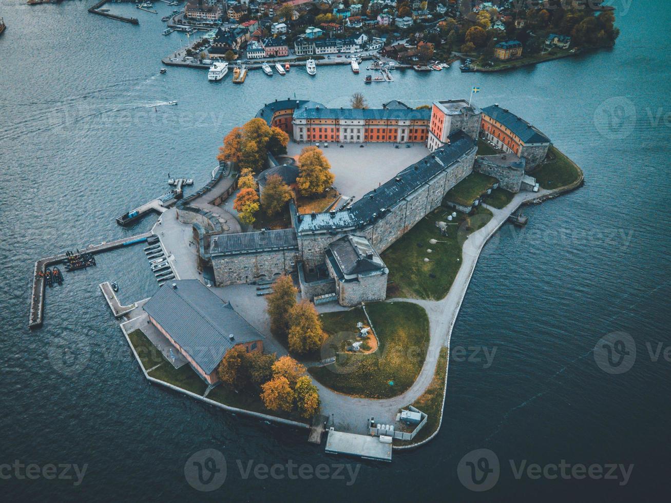 Vaxholm Castle by Drone in Vaxholm, Sweden photo