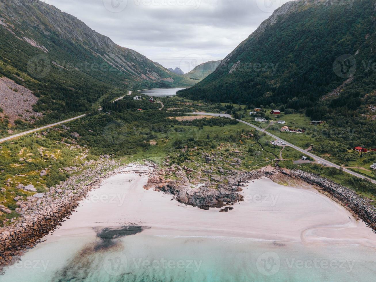 Rorvikstranda beach in the Lofoten Islands in Norway photo