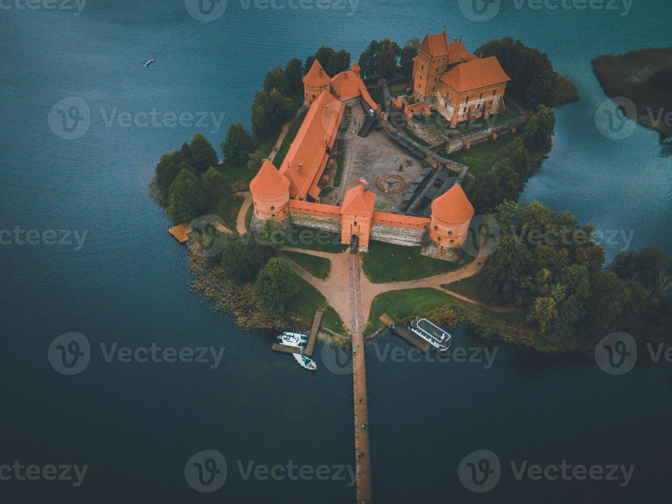 Trakai Island Castle by drone in Lithuania photo