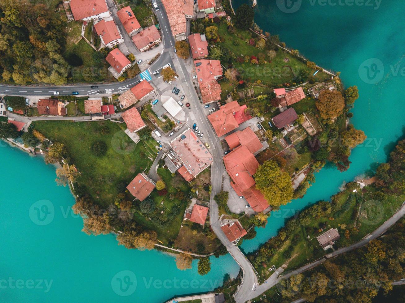 Drone views of Most na Soci in Slovenia photo
