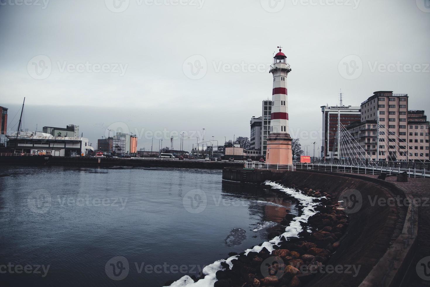 Malmo Lighthouse in Winter in Skane, Sweden photo