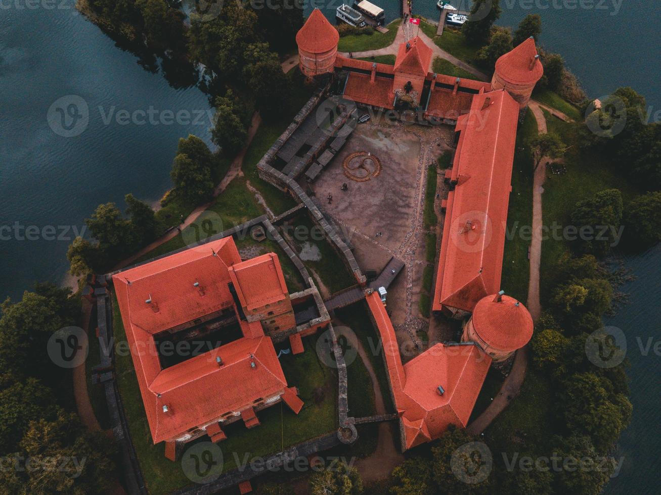 Trakai Island Castle by drone in Lithuania photo