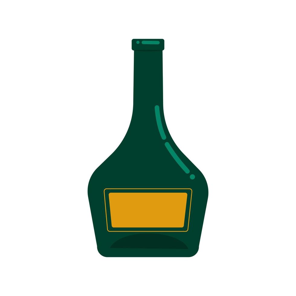 botella de vidrio para vino. ilustración vectorial en estilo plano. Objeto aislado en un fondo blanco vector