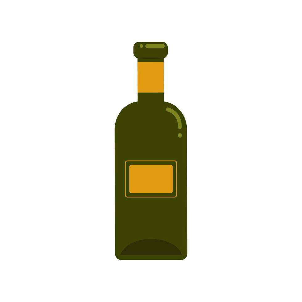 Glass bottle for wine. Vector illustration in flat style. Isolated object on a white background