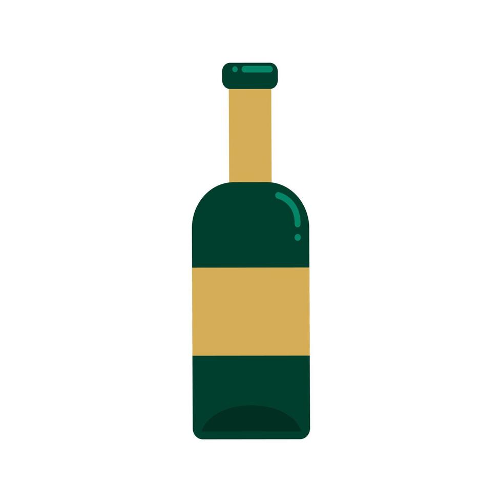 Glass bottle for wine. Vector illustration in flat style. Isolated object on a white background