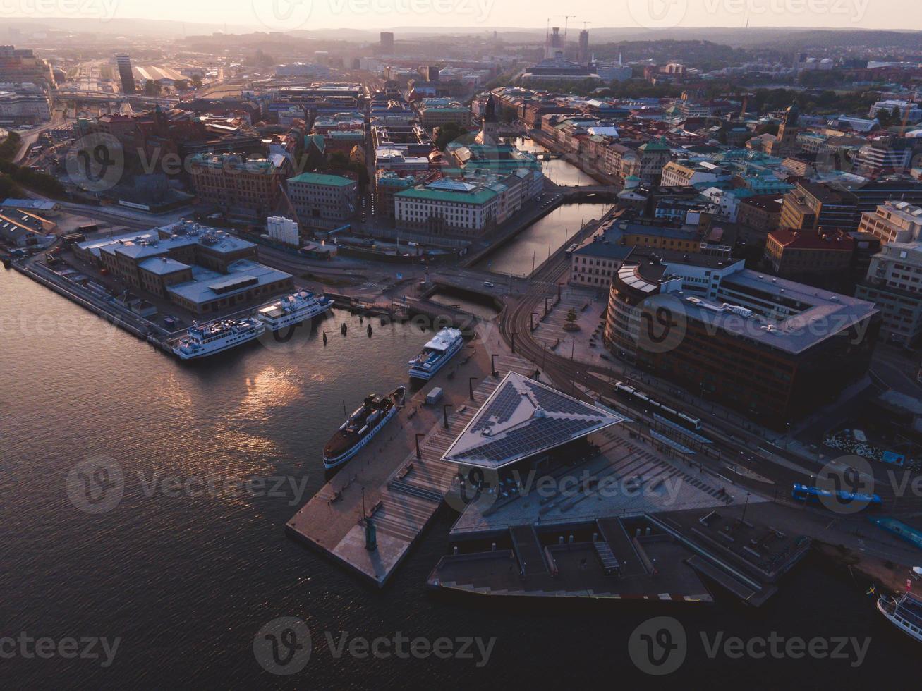 Views from Stenpiren at sunrise in Gothenburg, Sweden photo