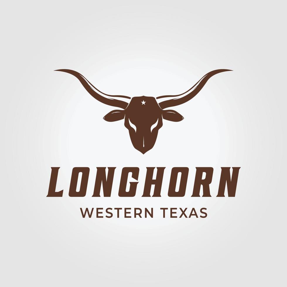 vintage skull longhorn logo vector design illustration