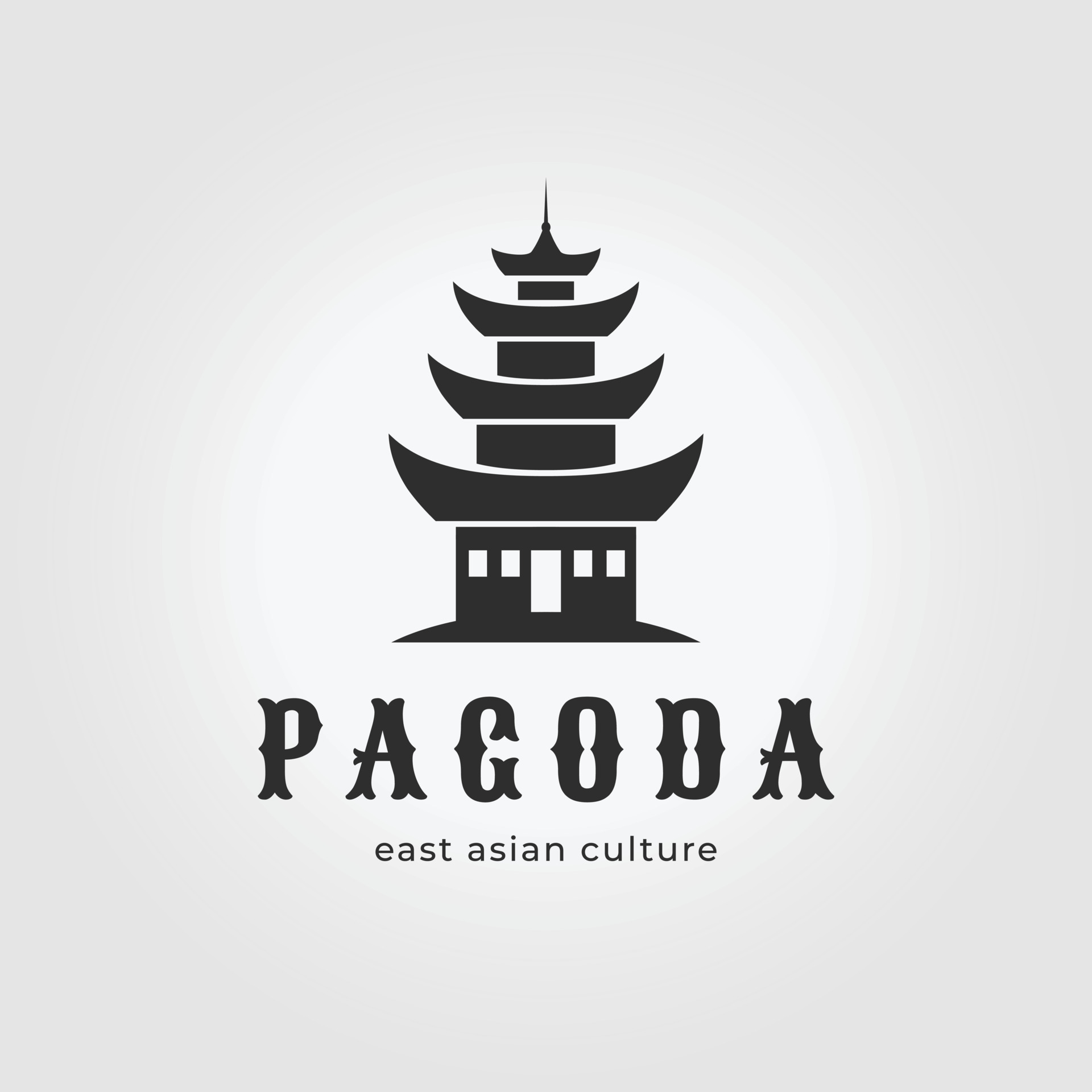 minimalist pagoda logo icon design vector illustration, chinese