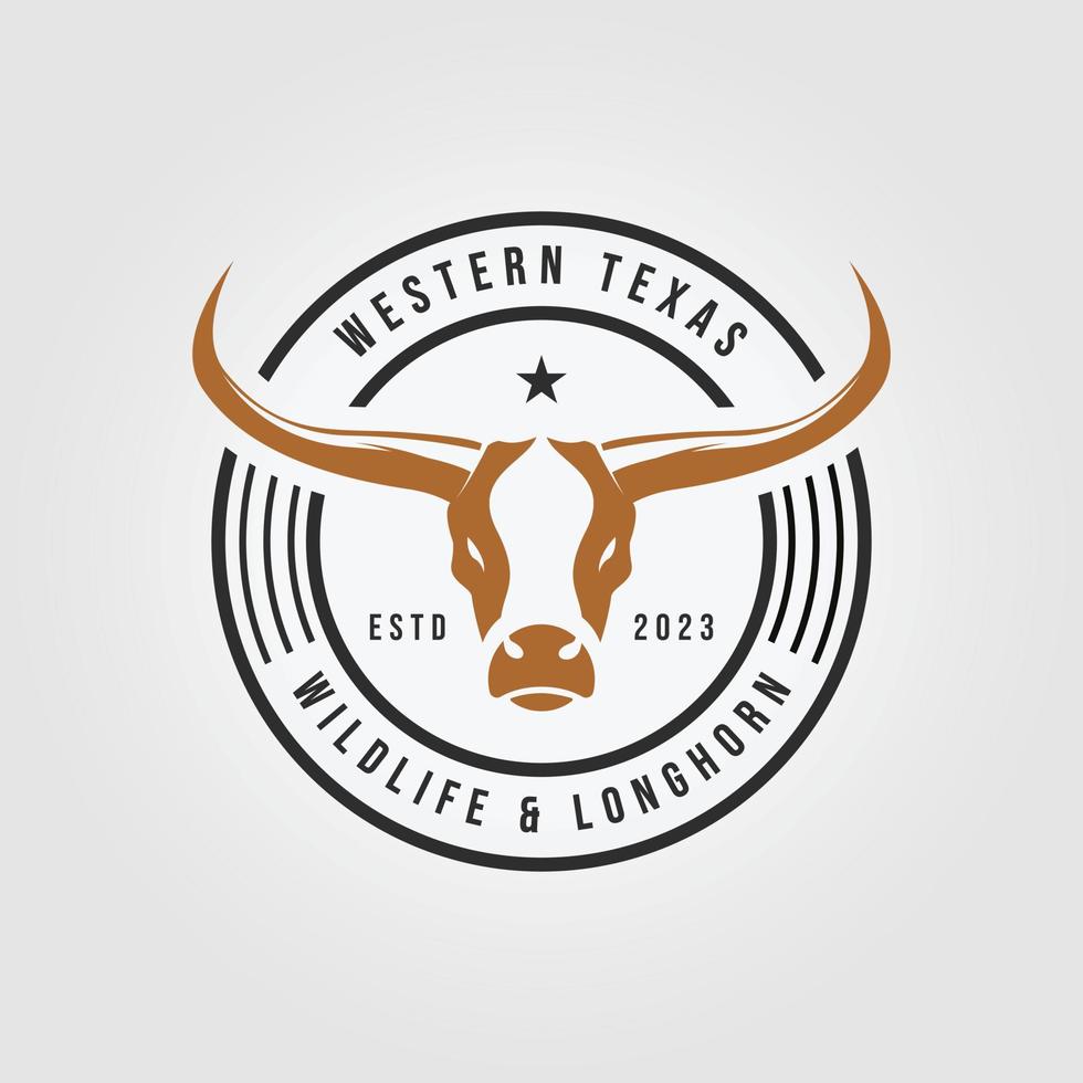 emblem cow longhorn cowboy logo icon vector design illustration