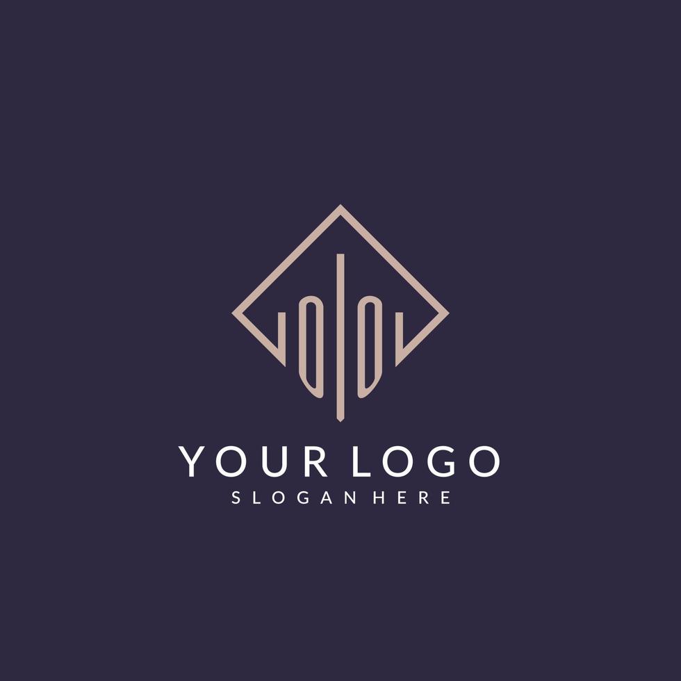 OO initial monogram logo with rectangle style design vector