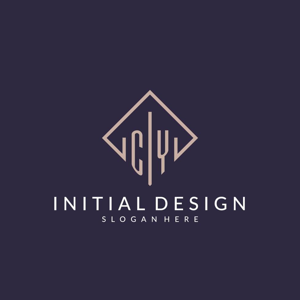 CY initial monogram logo with rectangle style design vector