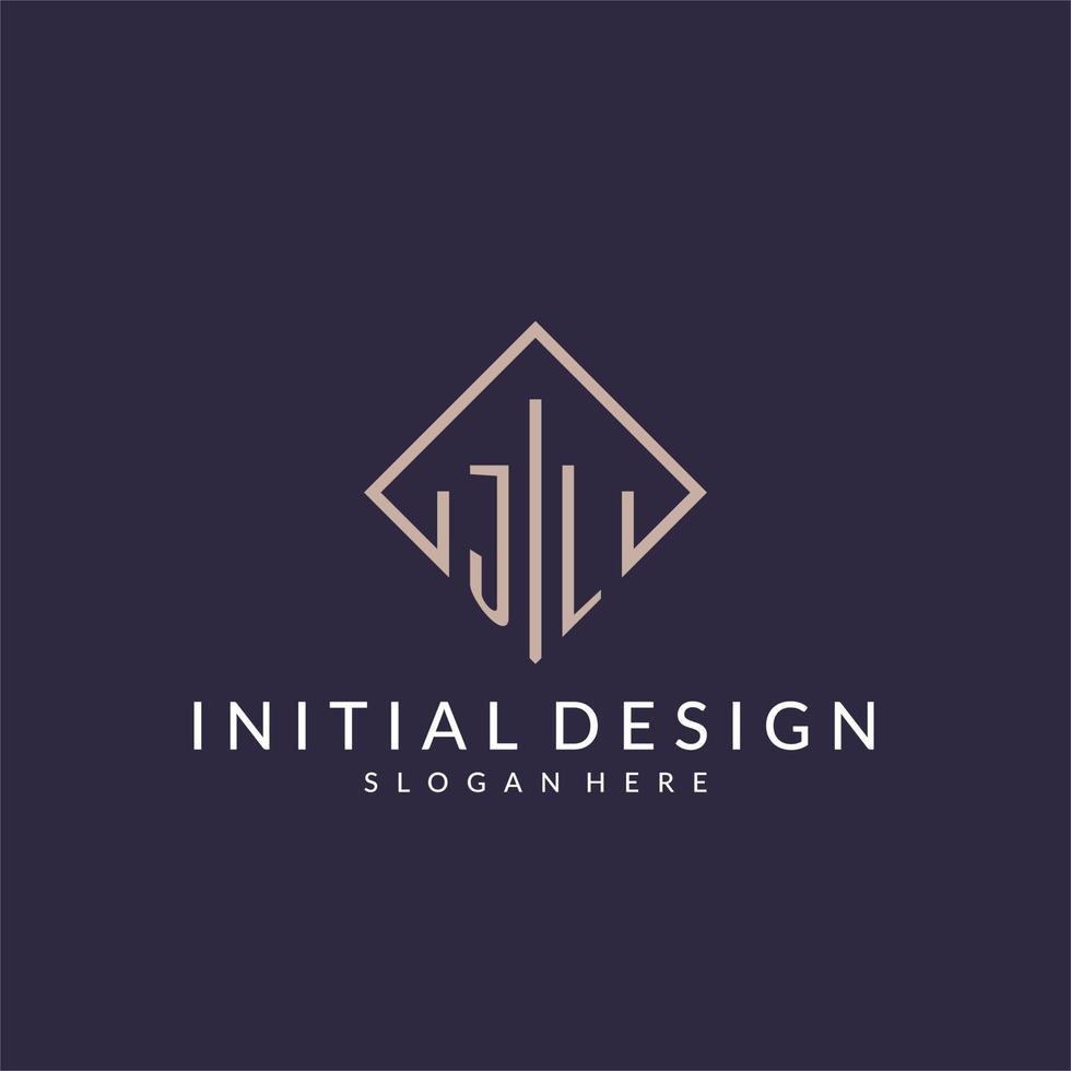 JL initial monogram logo with rectangle style design vector