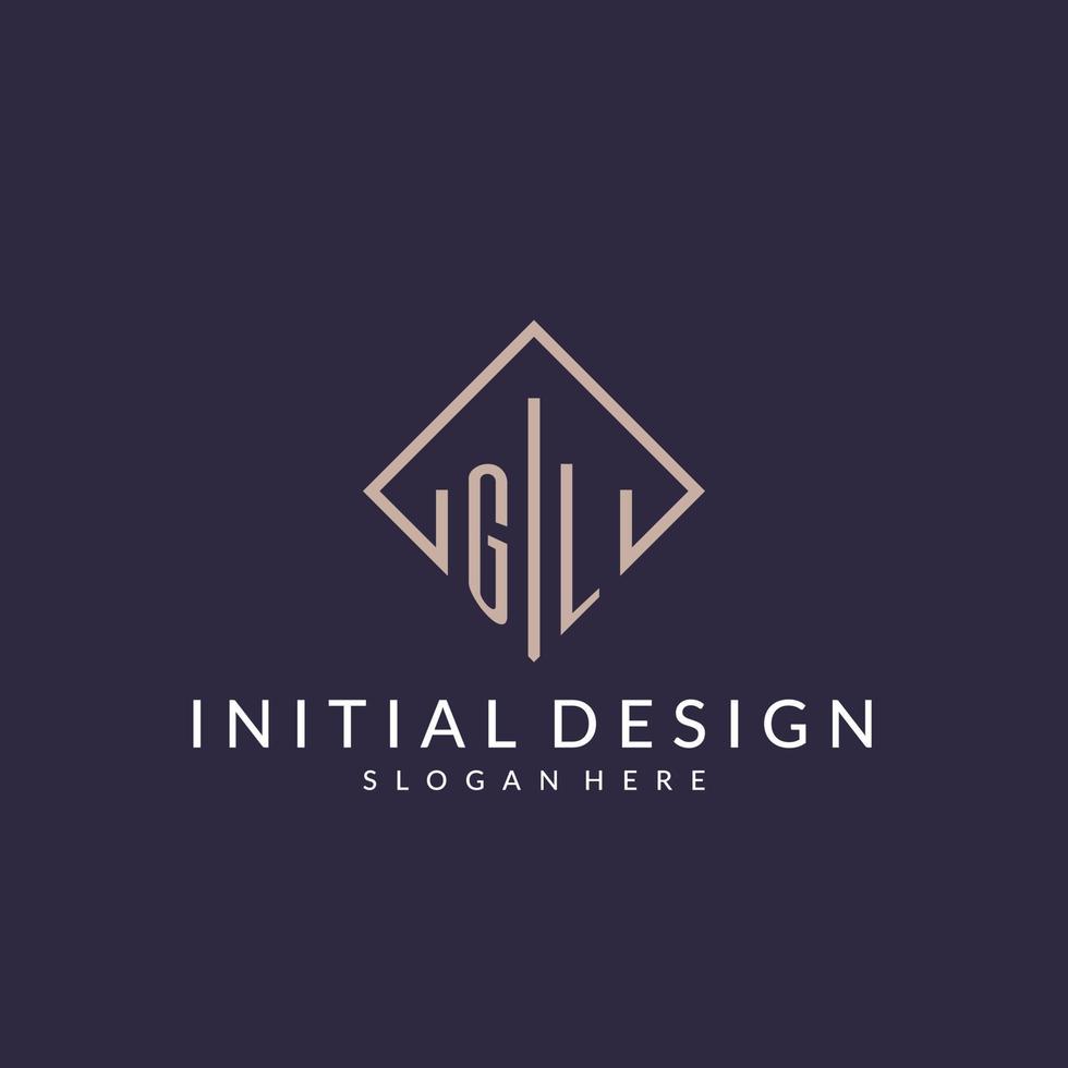 GL initial monogram logo with rectangle style design vector