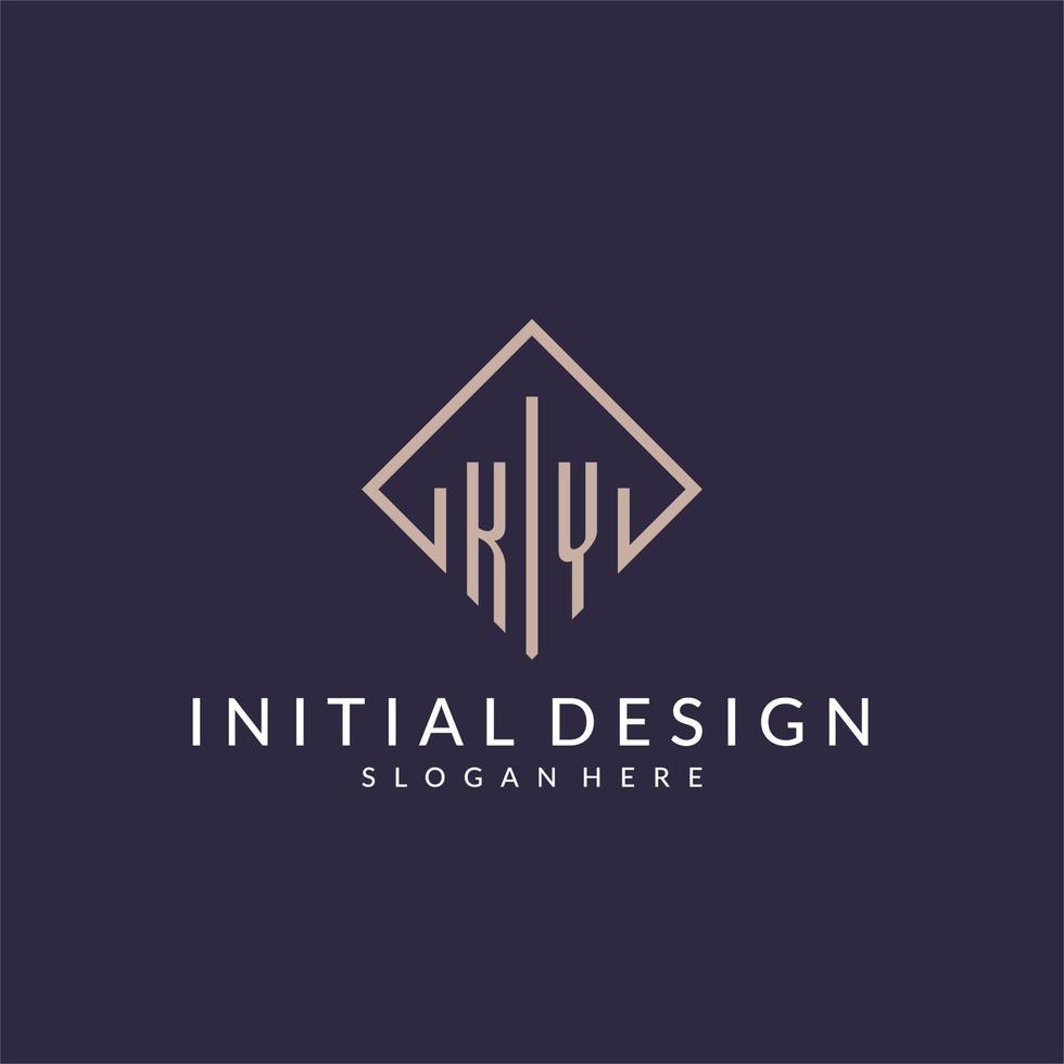 KY initial monogram logo with rectangle style design vector