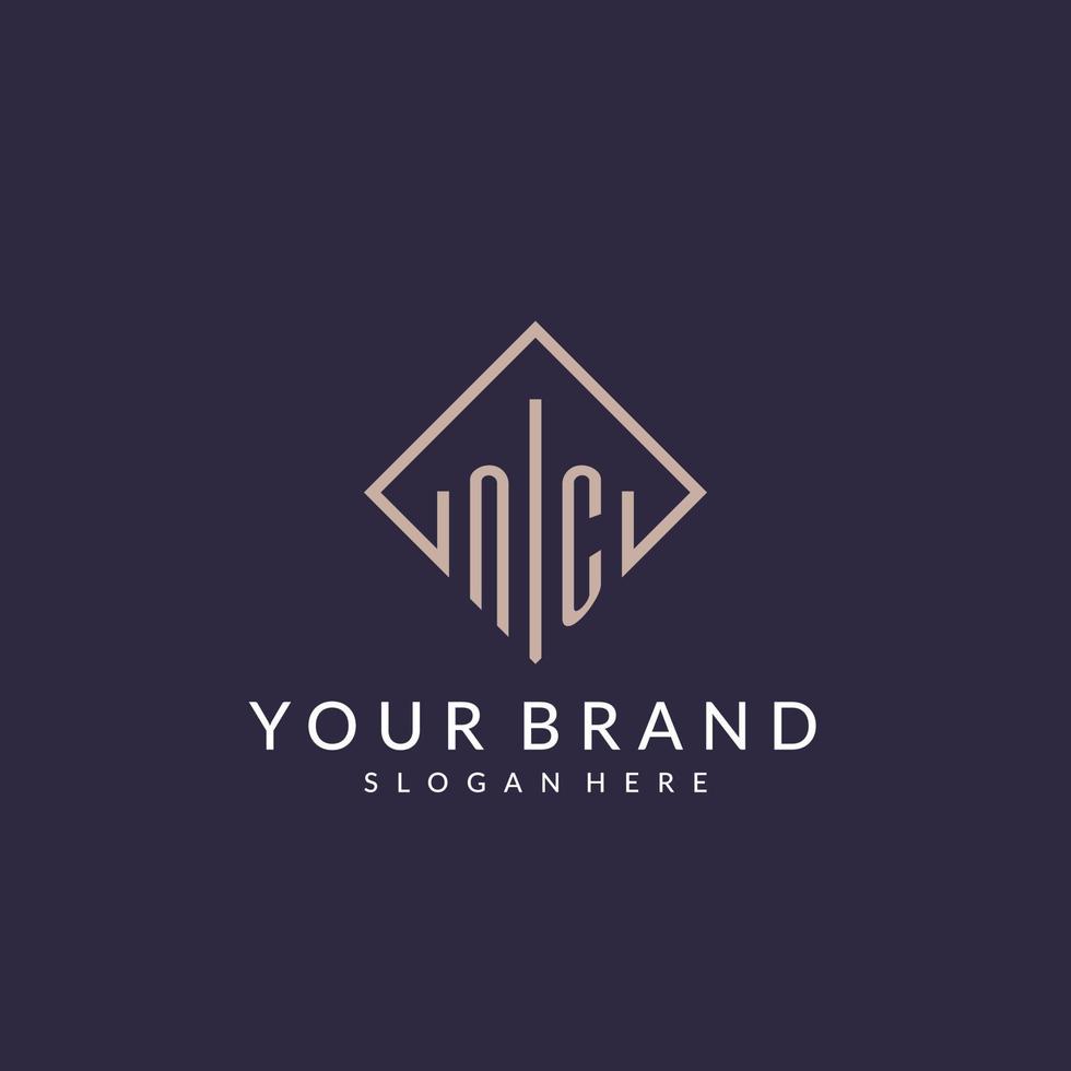 NC initial monogram logo with rectangle style design vector