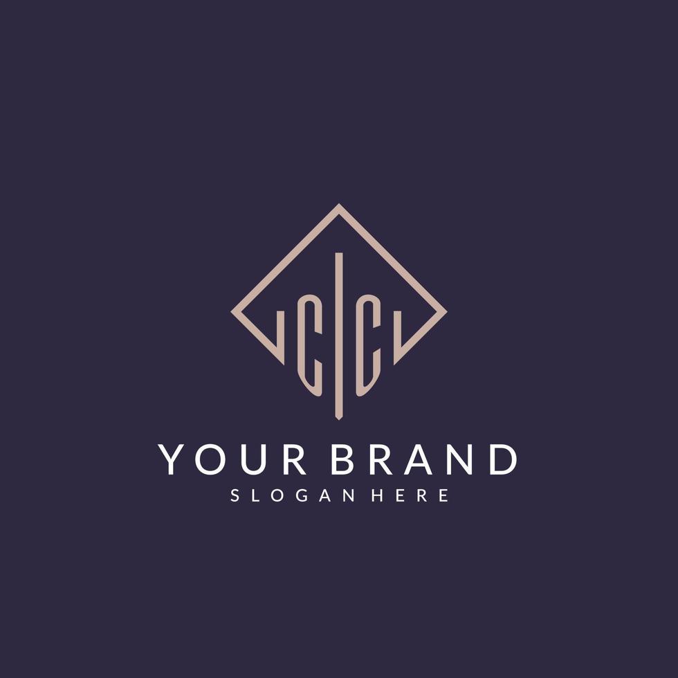 CC initial monogram logo with rectangle style design vector