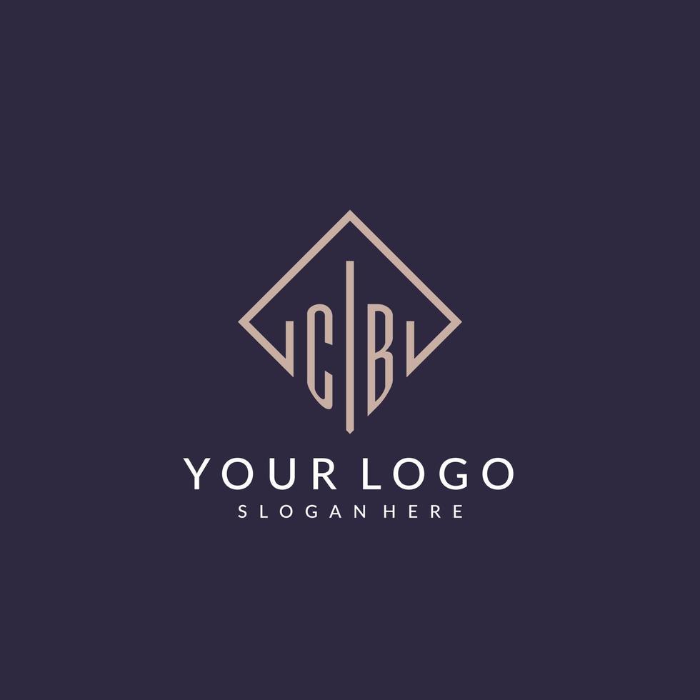CB initial monogram logo with rectangle style design vector