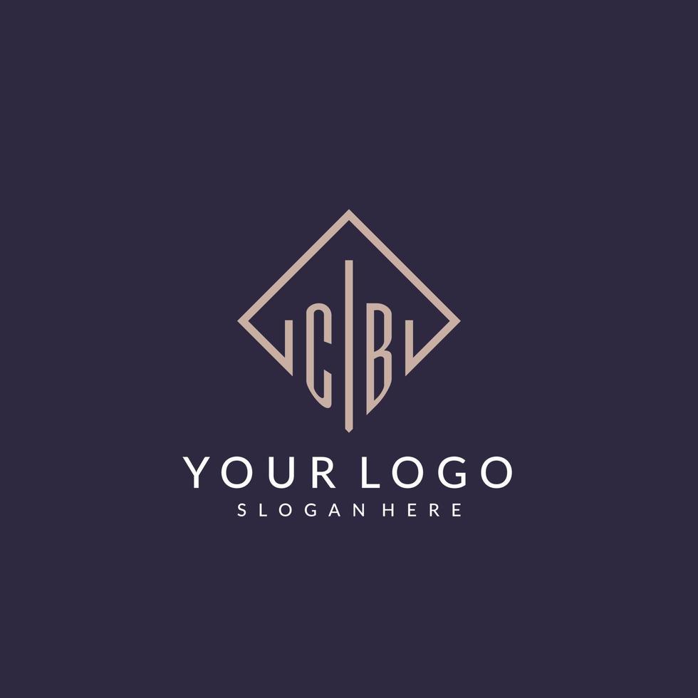 CB initial monogram logo with rectangle style design vector