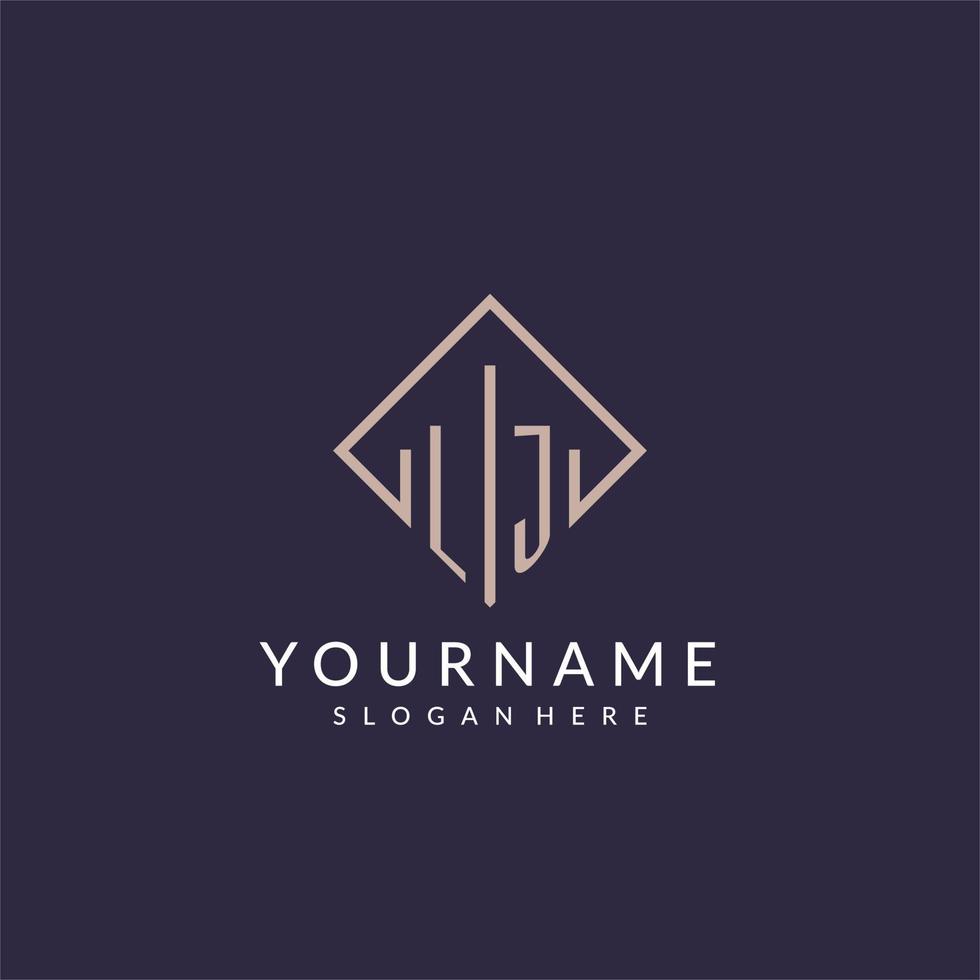 LJ initial monogram logo with rectangle style design vector