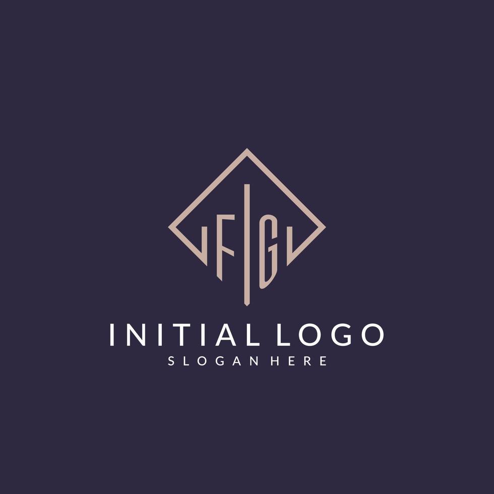 FG initial monogram logo with rectangle style design vector
