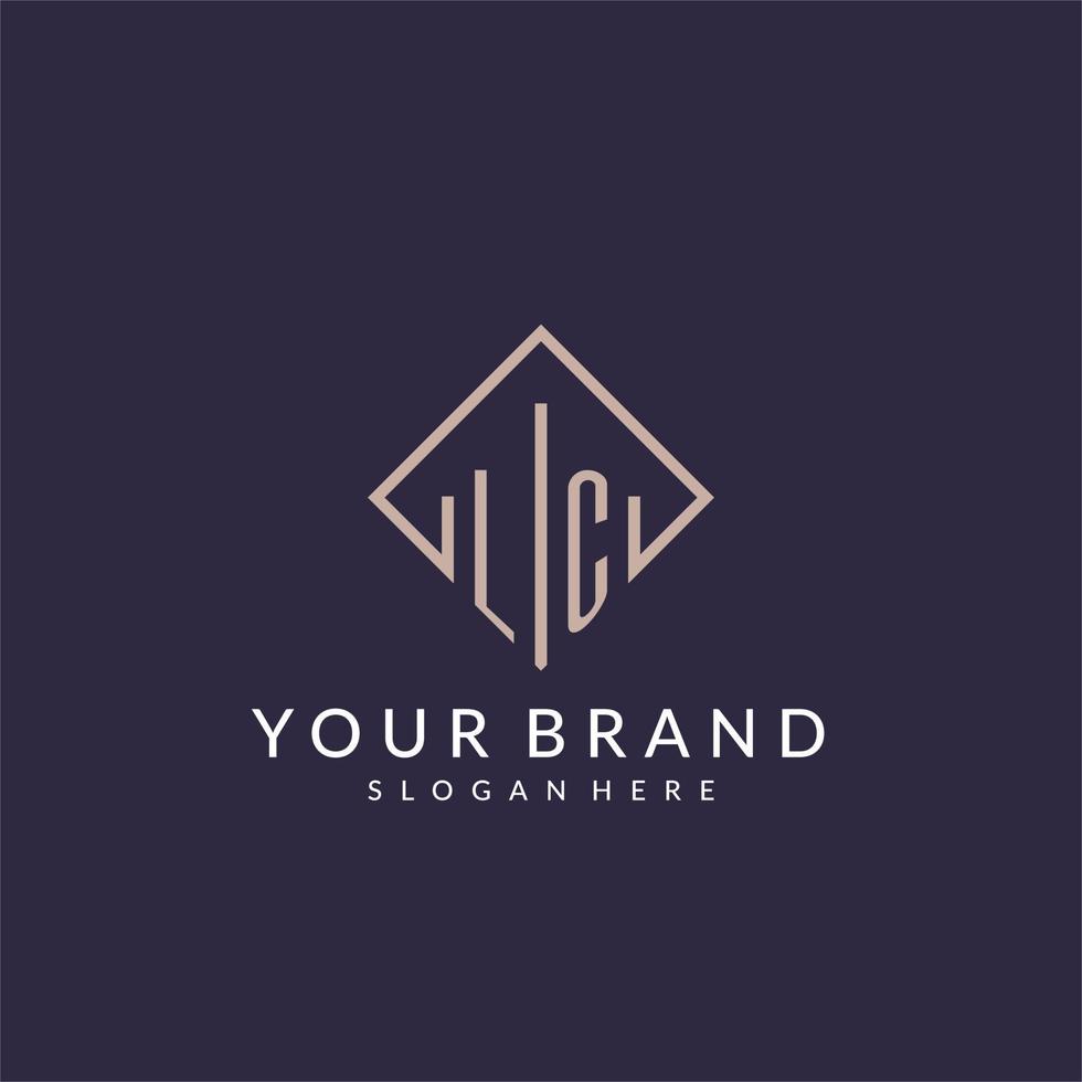 LC initial monogram logo with rectangle style design vector