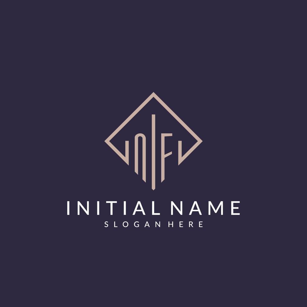 NF initial monogram logo with rectangle style design vector